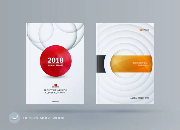 Brochure design modello di carta tagliata. Colorato set creativo astratto, relazione annuale con ombre circolari per il branding . — Vettoriale Stock