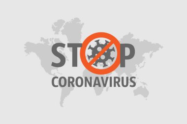 Coronavirus 'u durdurun. Dünya haritası. Coronavirus tehlikesi ve halk sağlığı risk hastalığı ve grip salgını. Enfeksiyon yok ve Coronavirus Kavramını Durdur. İzole Vektör Simgesi