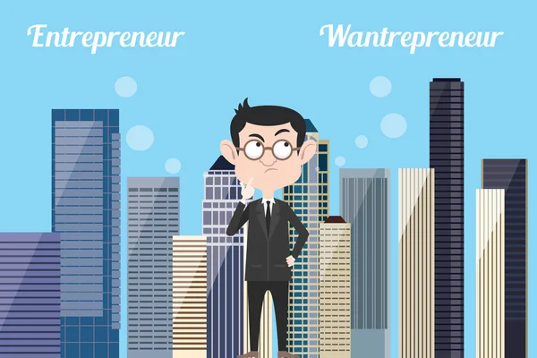 Unternehmer denken darüber nach, Unternehmer zu werden oder noch Unternehmer mit städtischem Hintergrund zu sein — Stockvektor