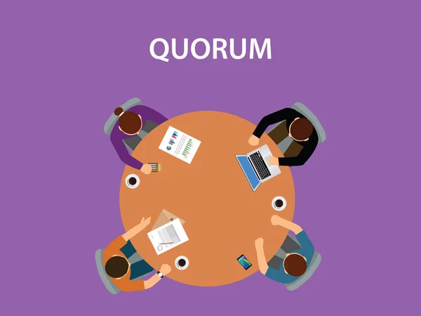 Иллюстрация концепции кворума с командными деловыми людьми обсуждается вместе — стоковый вектор
