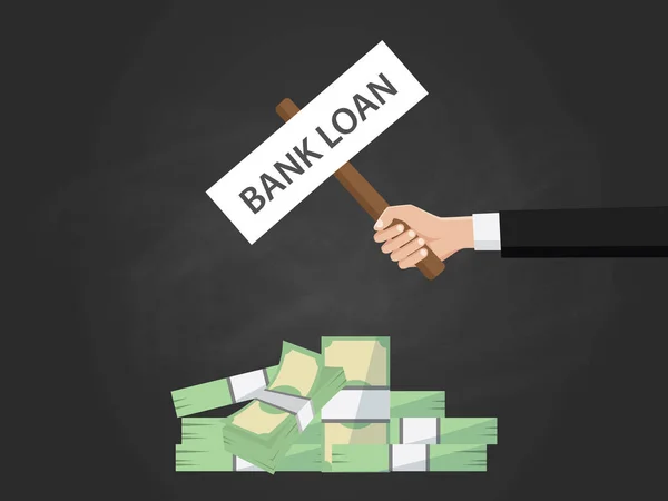 Högen av pengar som symboliserade att banken låneansökan — Stock vektor