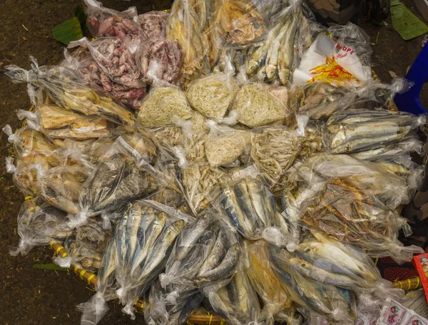 Salted fishes sold in Pasar Minggu traditional market photo taken in Jakarta Indonesia