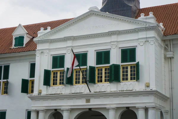 Indonesia flag on gateway at Kota Tua museum building photo taken in Jakarta Indonesia