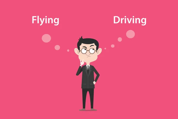 比较利益之间飞行或驾驶带有白色泡沫文本插图 — 图库矢量图片