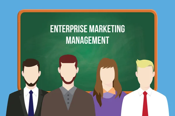 Řešení Enterprise marketing management text na tabuli obrázek s mužem a ženou před — Stockový vektor