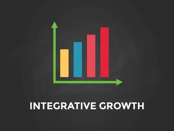 Graficul de creștere integrativă ilustrare cu bară colorată, text alb și fundal negru — Vector de stoc