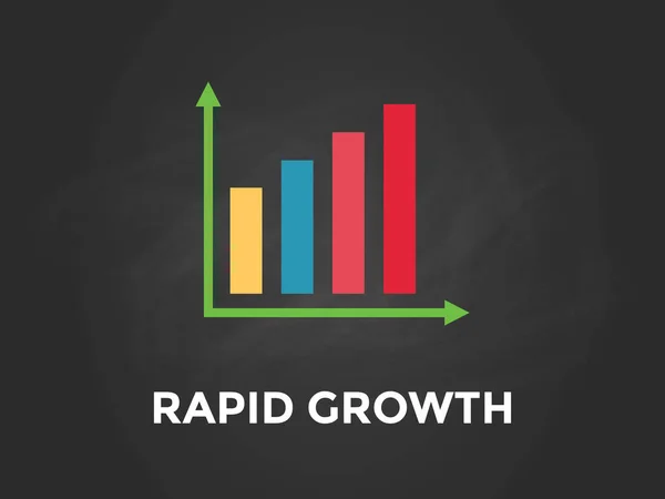 Graficul de creștere rapidă ilustrare cu bară colorată, text alb și fundal negru — Vector de stoc