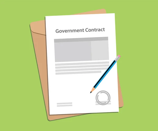Concept de lettre de contrat du gouvernement avec timbre, document de dossier et stylo bleu — Image vectorielle