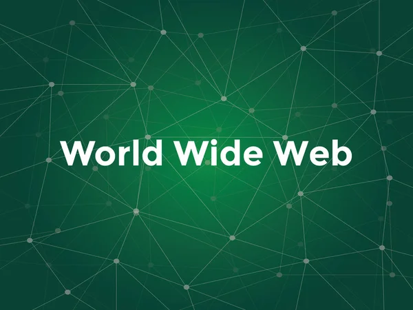 World wide web white text illustration with green constellation map as background — стоковый вектор