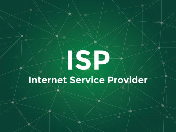 ISP internet υπηρεσία παροχής λευκό κείμενο εικονογράφηση με πράσινο αστερισμό Χάρτης ως υπόβαθρο — Διανυσματικό Αρχείο