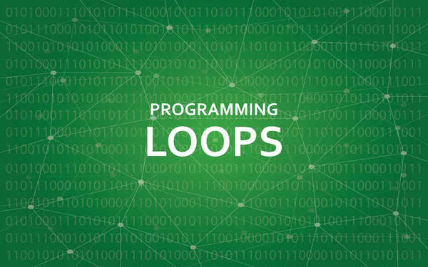 Programación loops concepto ilustración texto blanco ilustración con mapa de constelación verde como fondo — Vector de stock