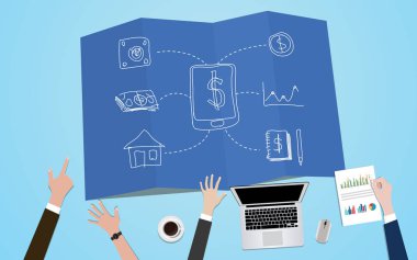 Finans apps konsept illüstrasyon takım çalışması bu planlama ile