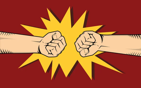 Två hand bekämpa eller sammandrabbningar illustrera kampen bland annat två — Stock vektor