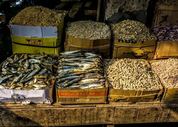 Gezouten vis in lokale markt foto genomen in bogor, Indonesië — Stockfoto
