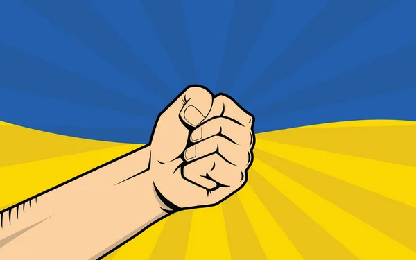 Ukraina protest illustration med enhands stark näve — Stock vektor