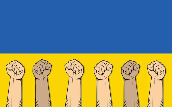 Ilustrasi protes ukraine dengan satu tangan yang kuat - Stok Vektor