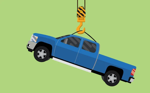 Opknoping vrachtwagen op haak kraan illustratie — Stockvector