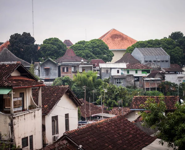 An urban city places of building houses mountain at jogja yogyakarta indonesia — Stok Foto