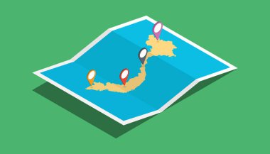 Vietnam ulus haritalar PIN etiket konumu ile izometrik 3d tarz ile keşfedin