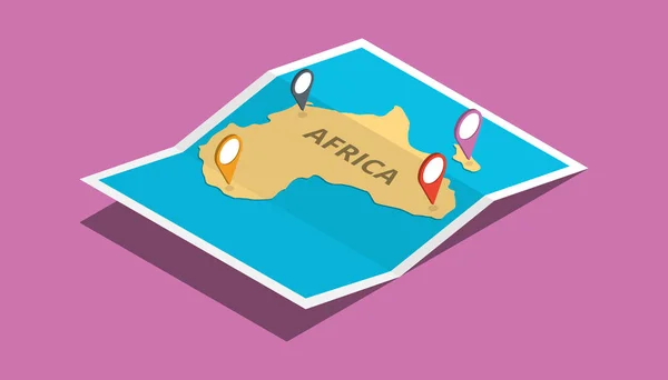 Erkunden afrika nation mit karten pin tag location mit isometrischem 3D-stil — Stockvektor