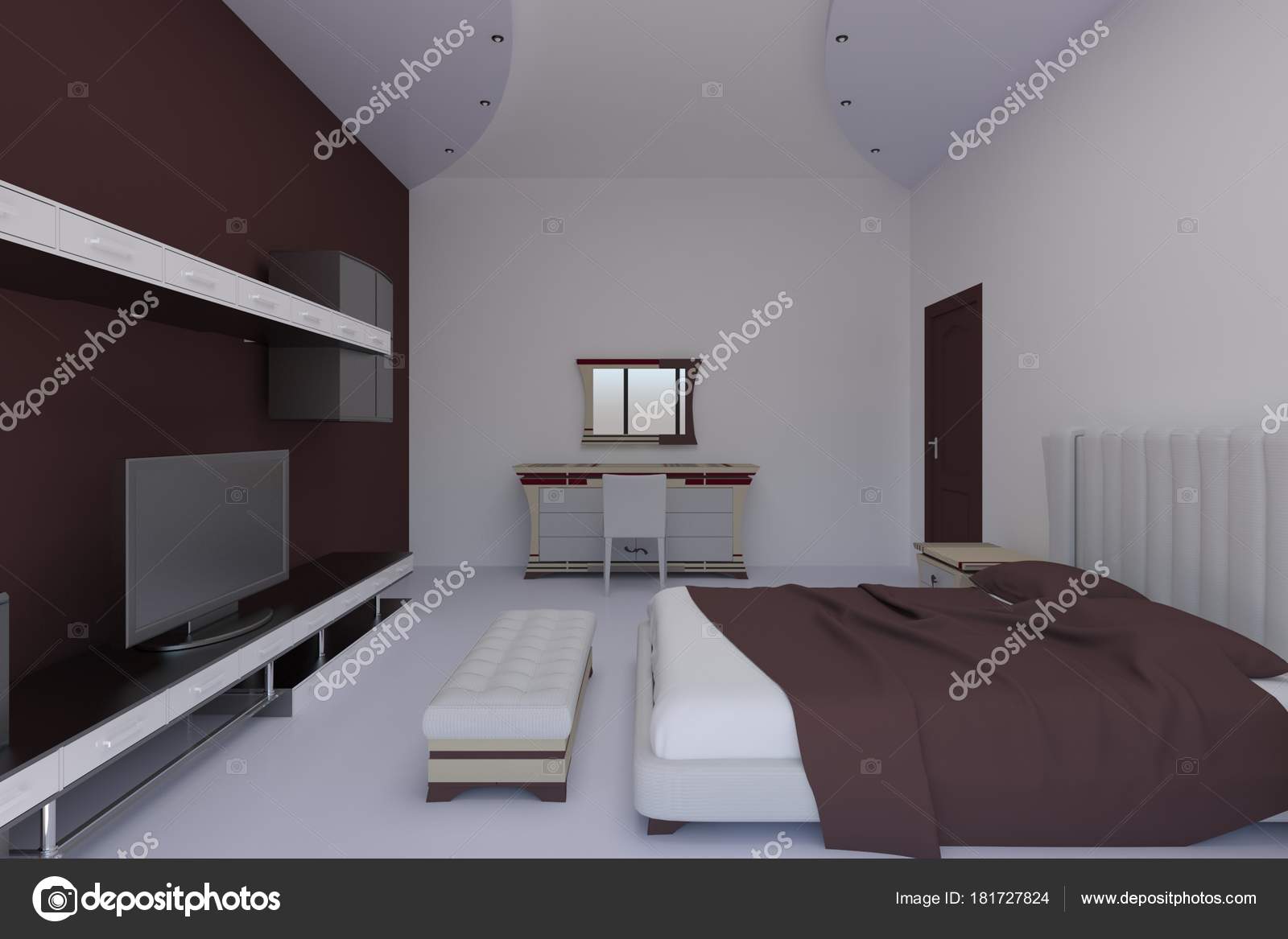 Beatiful Bedroom Design 3dmax Vray Stock Photo