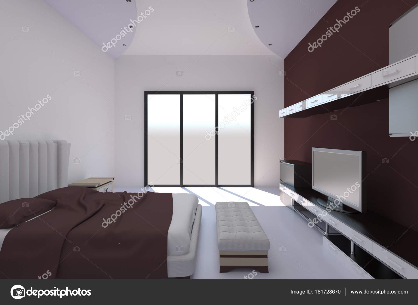Beatiful Bedroom Design 3dmax Vray Stock Photo