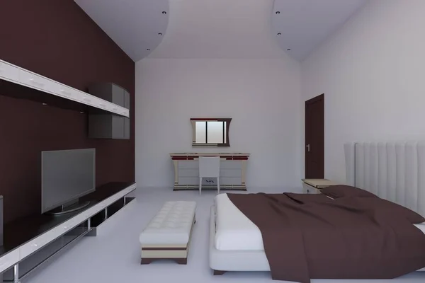 Beatiful Bedroom Design 3Dmax Vray — Stock Photo, Image