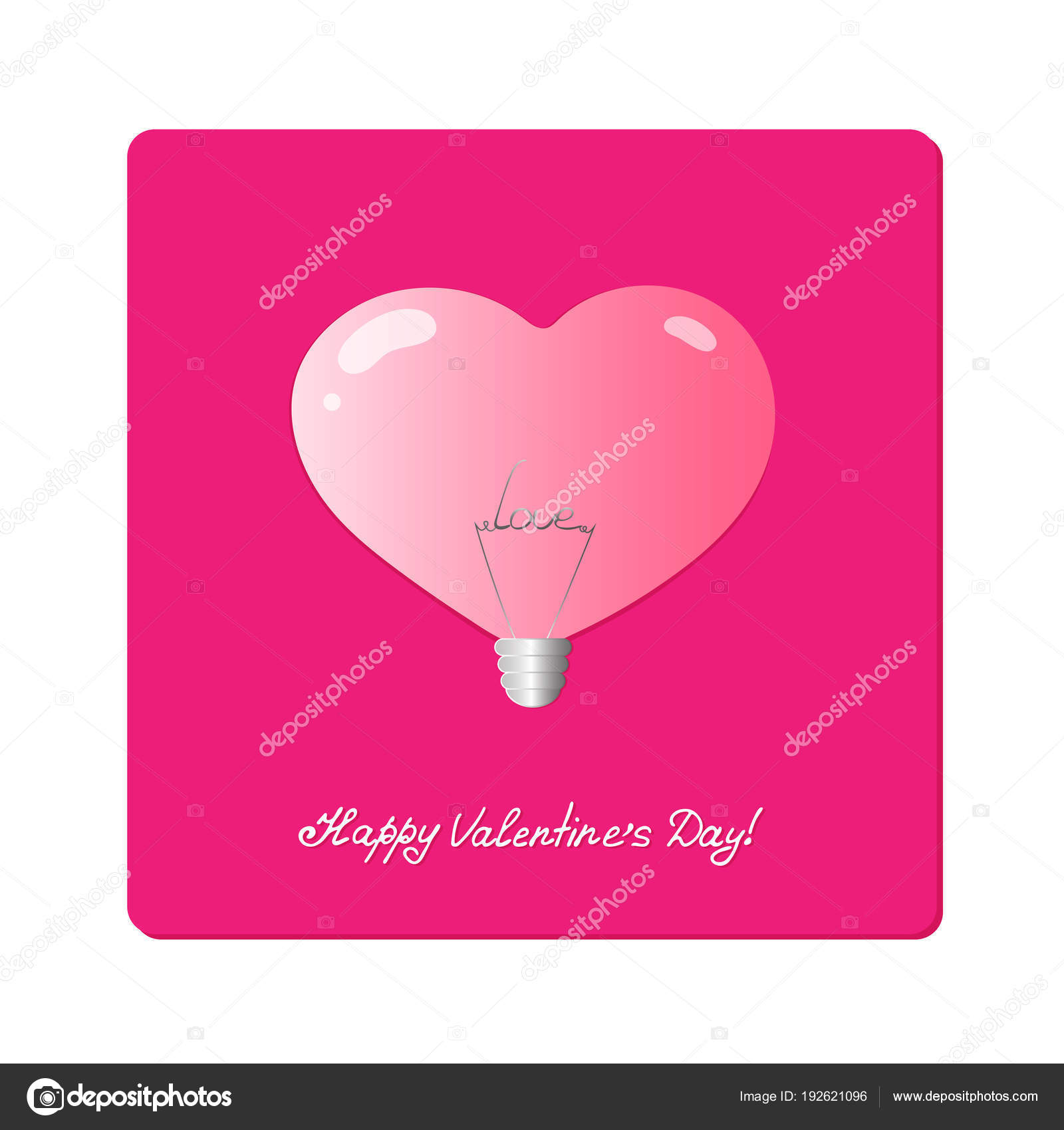 Electric Light Bulb Shape Heart Realistic Pink Lamp Word Love Electric Light Bulb Shape Heart Realistic Pink Lamp Word Love Stock Vector