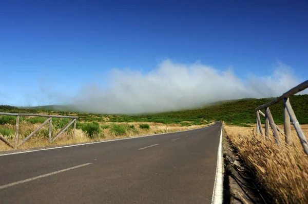 Asphalt Car Road Clouds Blue Sky Summer Day — Stock Photo, Image