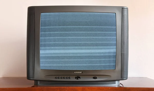 Minsk Belarus 2020 Horizont Antiguo Televisor Negro Con Interferencia Pantalla — Foto de Stock