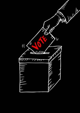 Yarım yamalak tarzı - el kağıt oy sandığı koymak kavramı oylama.