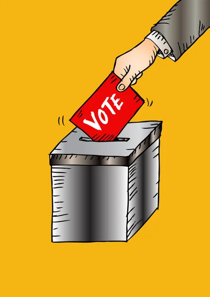 Concepto de votación en estilo incompleto: poner papel a mano en las urnas . —  Fotos de Stock