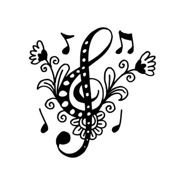 Müzik anahtar doodle tarzı. El çizim şekil.