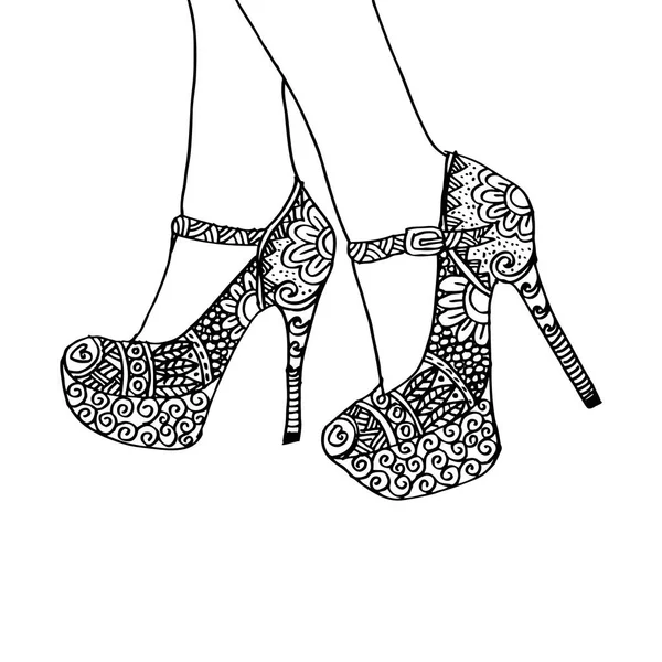 Piernas y Tacones Altos Estilo Zentangle . —  Fotos de Stock