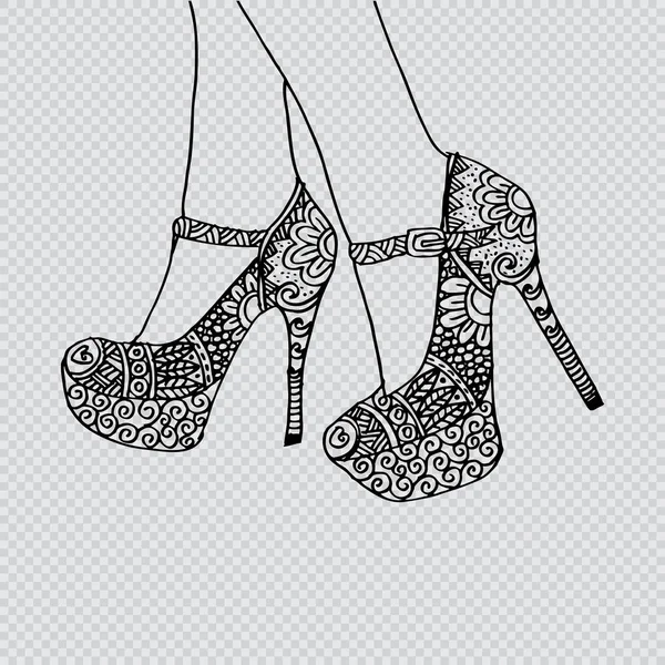 Gambe e tacchi alti Zentangle style . — Foto Stock