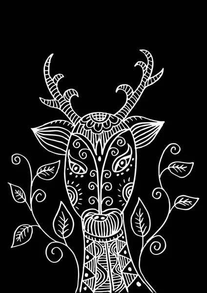 Голова оленя стилизованная в декоративном стиле — стоковое фото