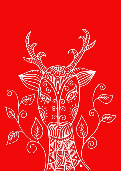 Голова оленя стилизованная в декоративном стиле — стоковое фото
