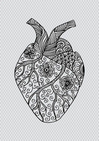 Elle çizilmiş insan kalbi. Doodle stili. — Stok fotoğraf