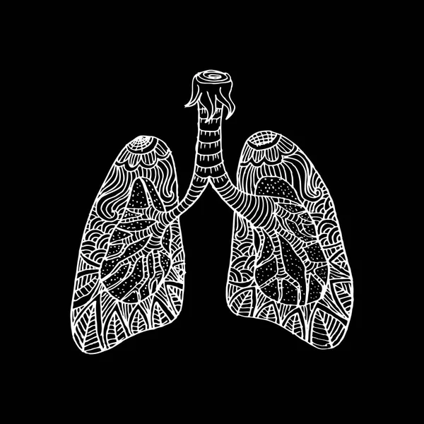 Illustrazione dei polmoni. Disegno Doodle di organo umano . — Foto Stock