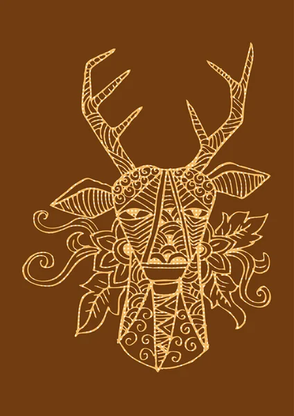 Cabeza de ciervo estilizada en ilustración decorativa . —  Fotos de Stock