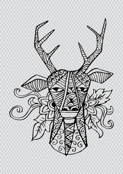 Deer head stylized in decorative illustration.