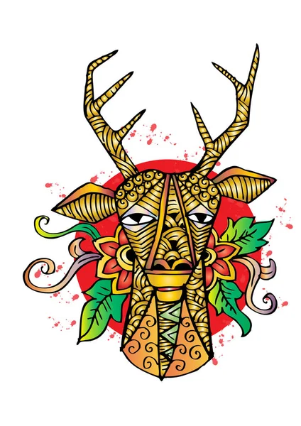 Cabeza de ciervo estilizada en ilustración decorativa . —  Fotos de Stock