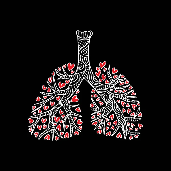 Lungen. Doodle-Zeichnung menschlicher Organe. — Stockfoto