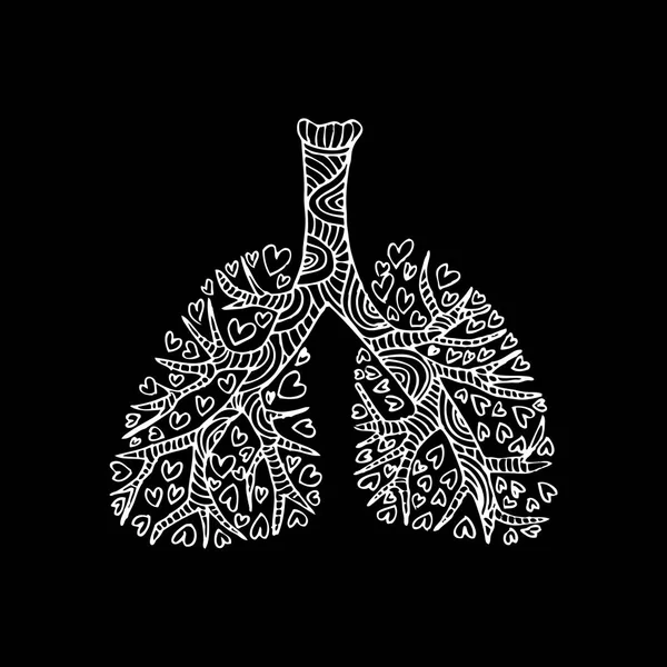 肺。人間オルガンの図面を落書き. — ストック写真