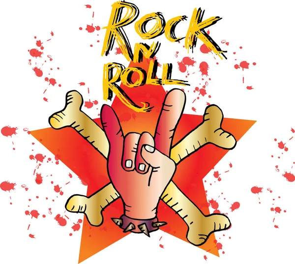 Doodle rock and roll sign . Hand drawing illustration.