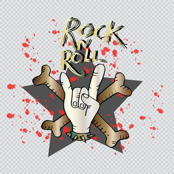 Doodle rock and roll sign . Hand drawing illustration.