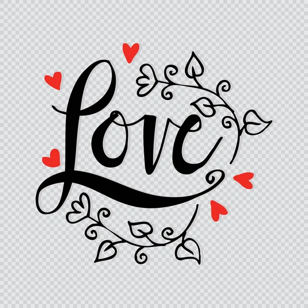 Litery "miłość" tekst gryzmoły, Walentynki — Zdjęcie stockowe