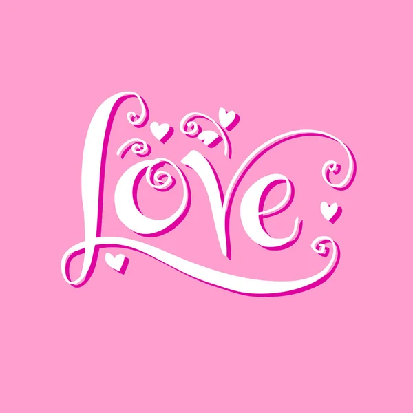 Decorative love text with heart. Calligraphic love lettering — Stock Photo, Image