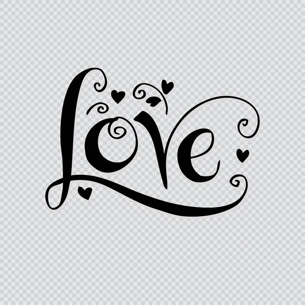 Decorative love text with heart. Calligraphic love lettering — Stock Photo, Image