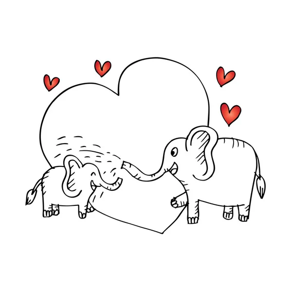 Babyduschkarte mit Elefantenbaby und seiner Mutter. Skizzenhafter Stil — Stockfoto